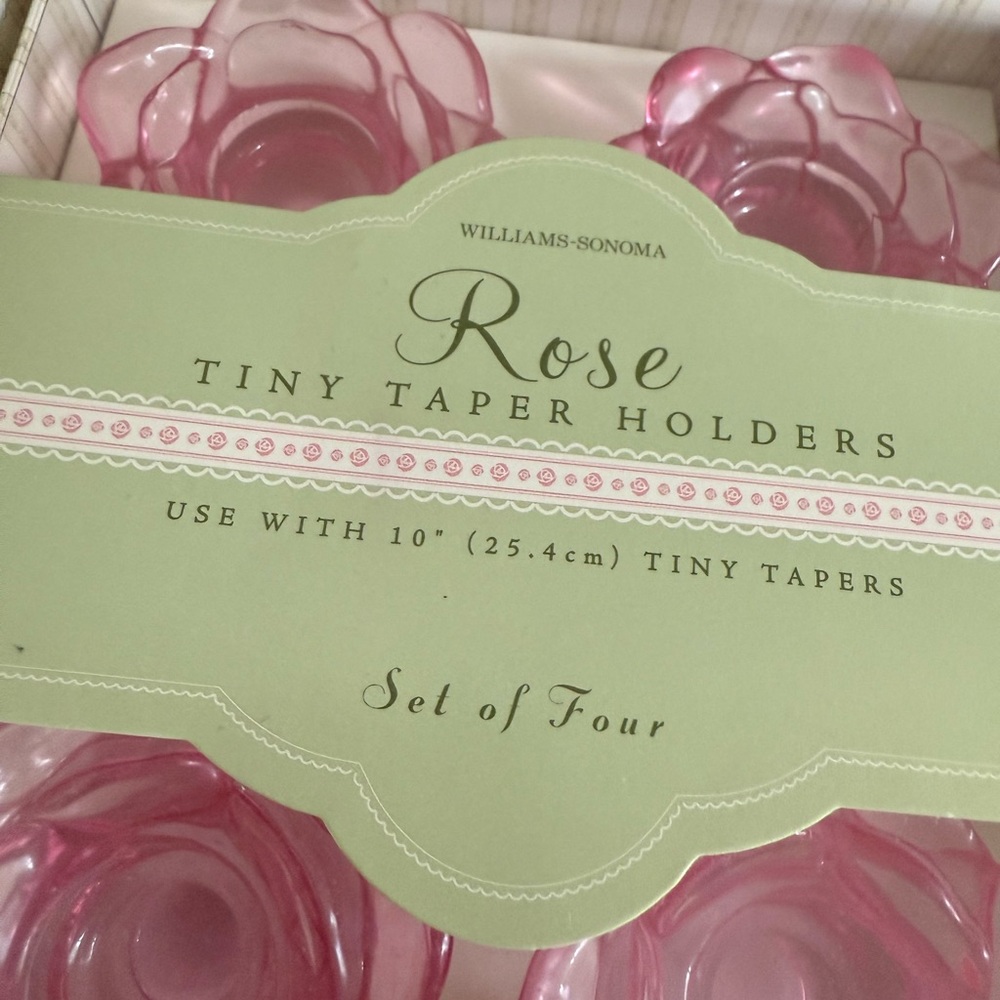 Williams Sonoma Pink Rose Tiny Taper Holders - Picture 4 of 4